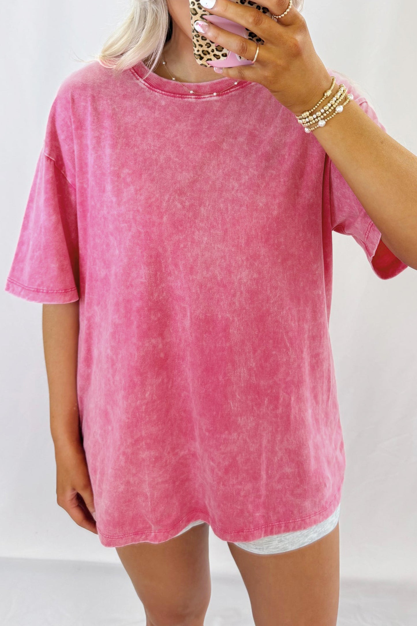Mineral Wash Cotton Tee Oversized Casual Shift Top
