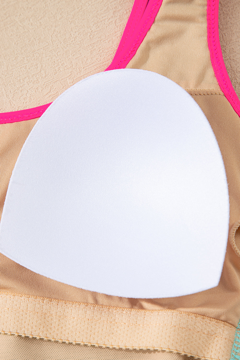 Iceland Blue Textured Color Block Patchwork One Piece Swimsuit