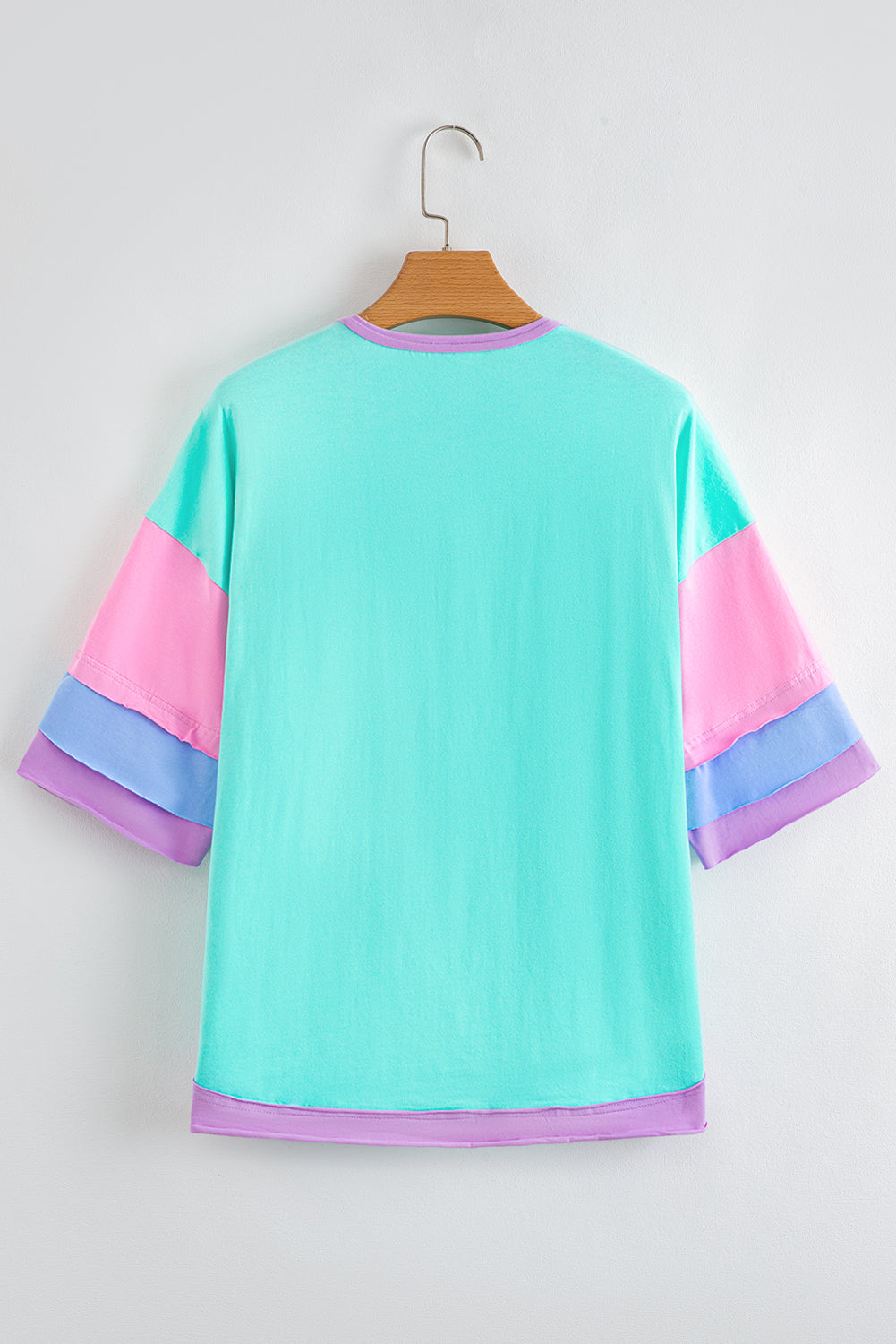Mint Green Solid Color Half Sleeve Buttons Henley Top