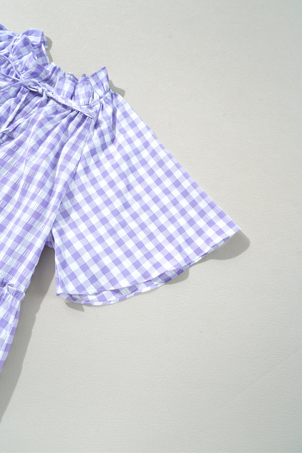 Lavendula Plaid Ruffle Wide Short Sleeve Babydoll Mini Dress