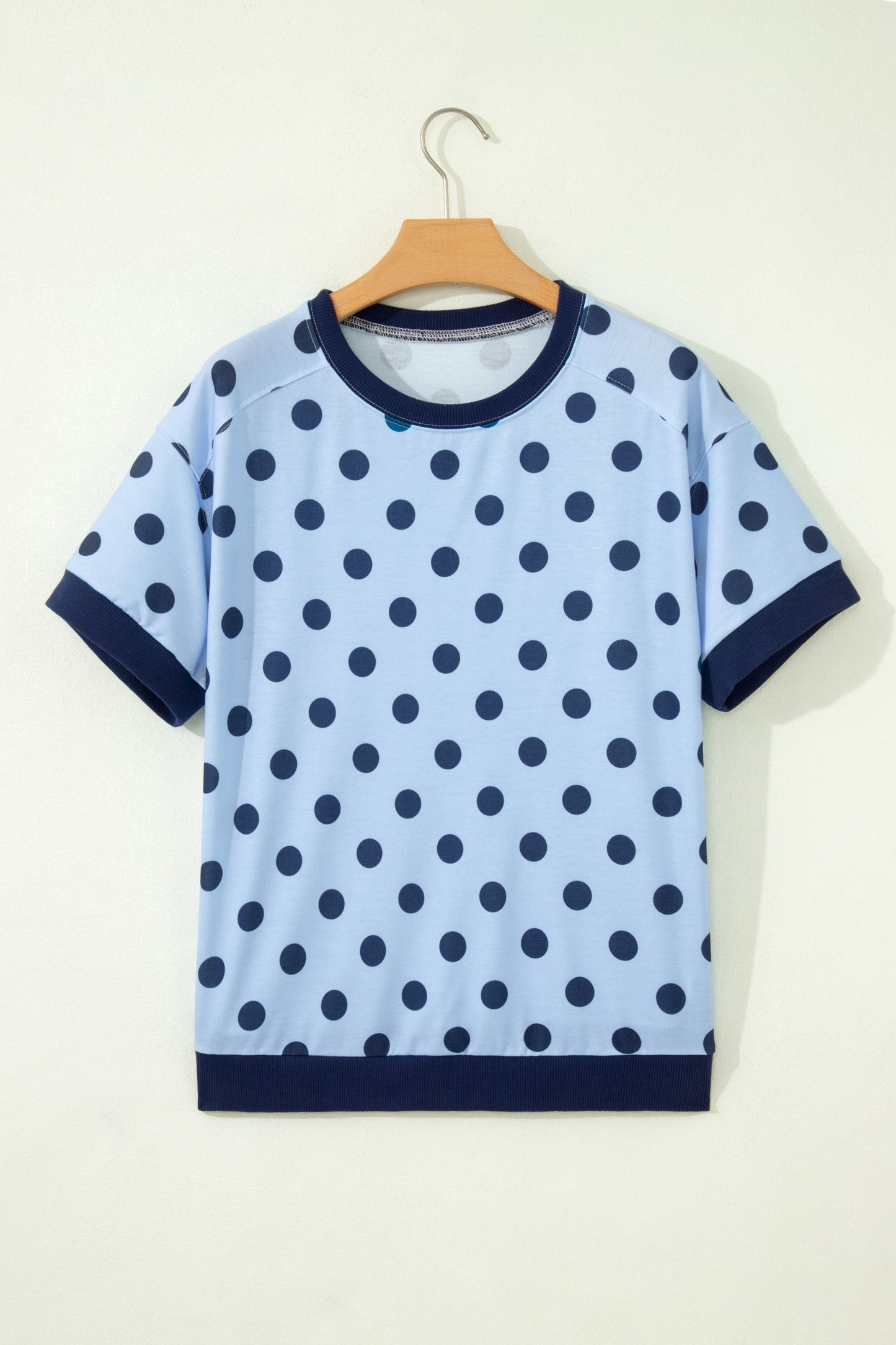 Polka Dot Knit Tee Casual Colorblock Boutique Top
