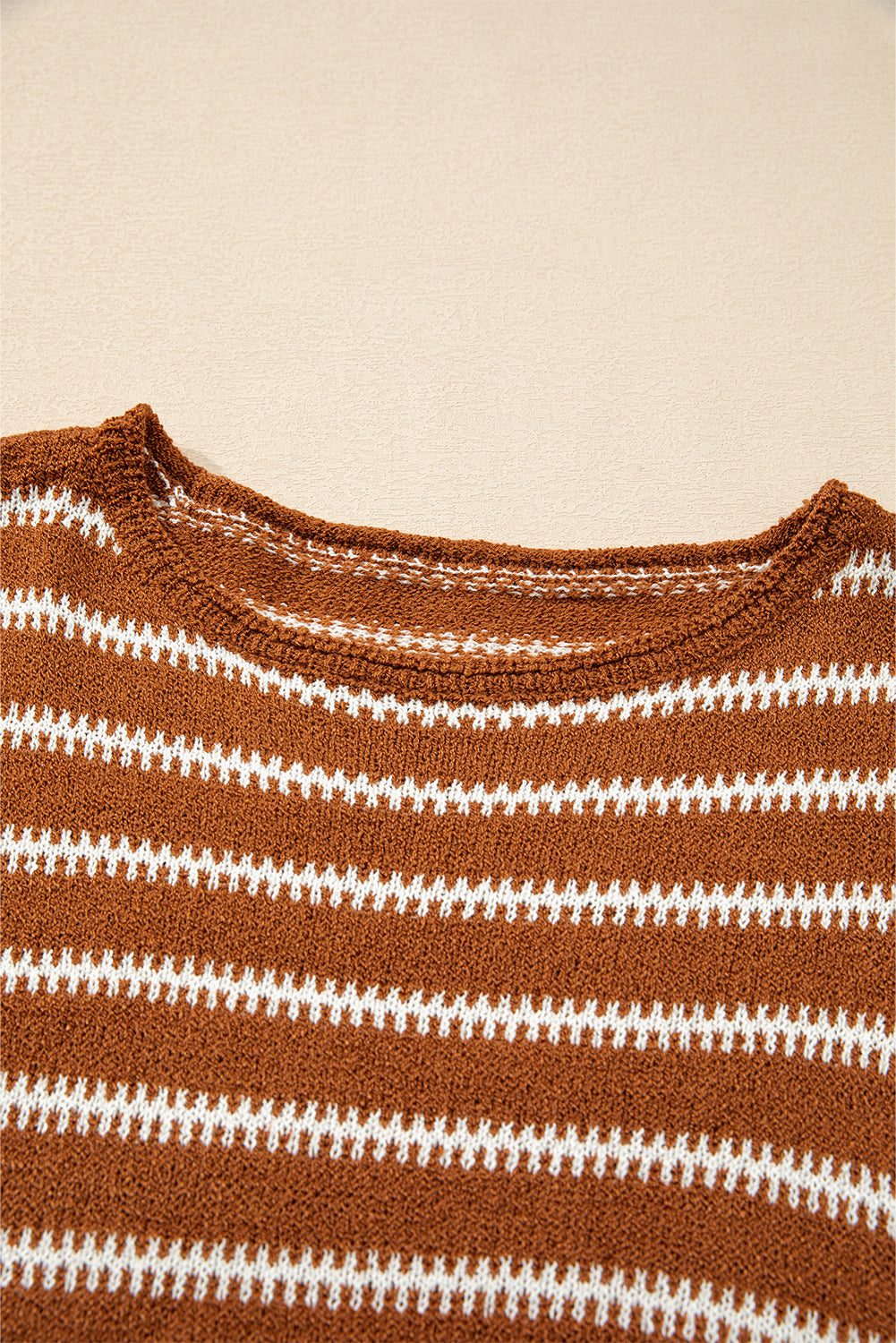 Solid Color Stripe Drop Shoulder Casual Sweater