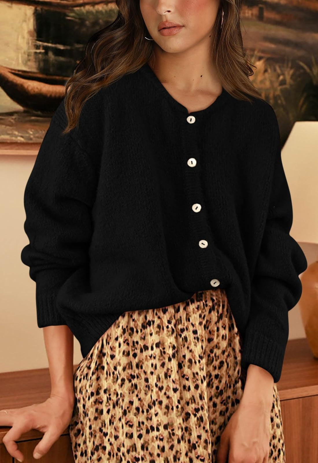 Textured Knit Button Front Cozy Cardigan