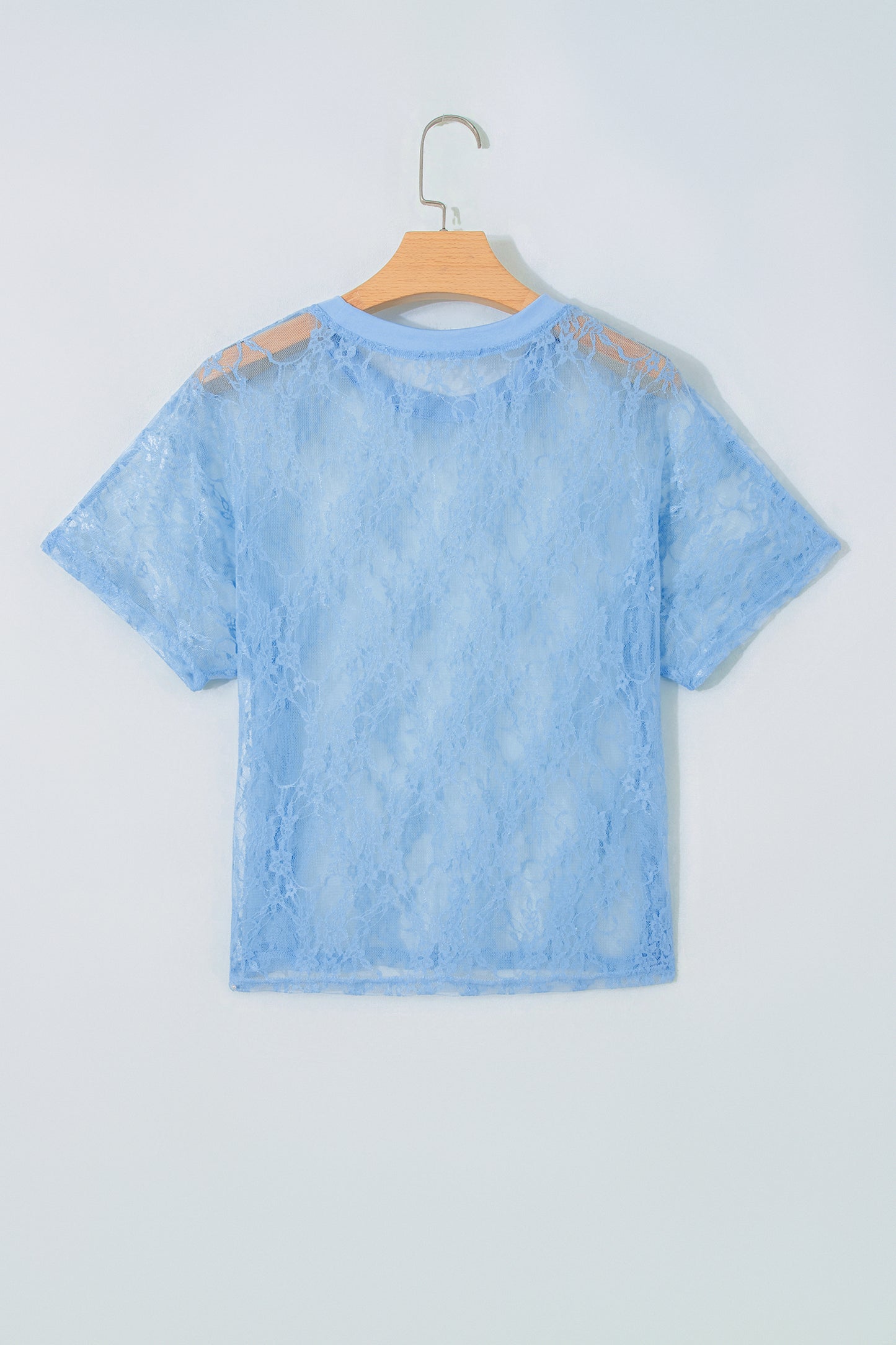 Yellow Cream Sheer Floral Lace Boxy Tee