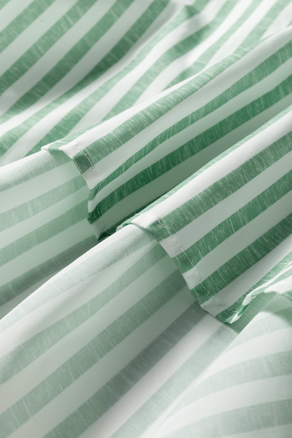 Green Stripe Half Zip Long Sleeve Swing Top