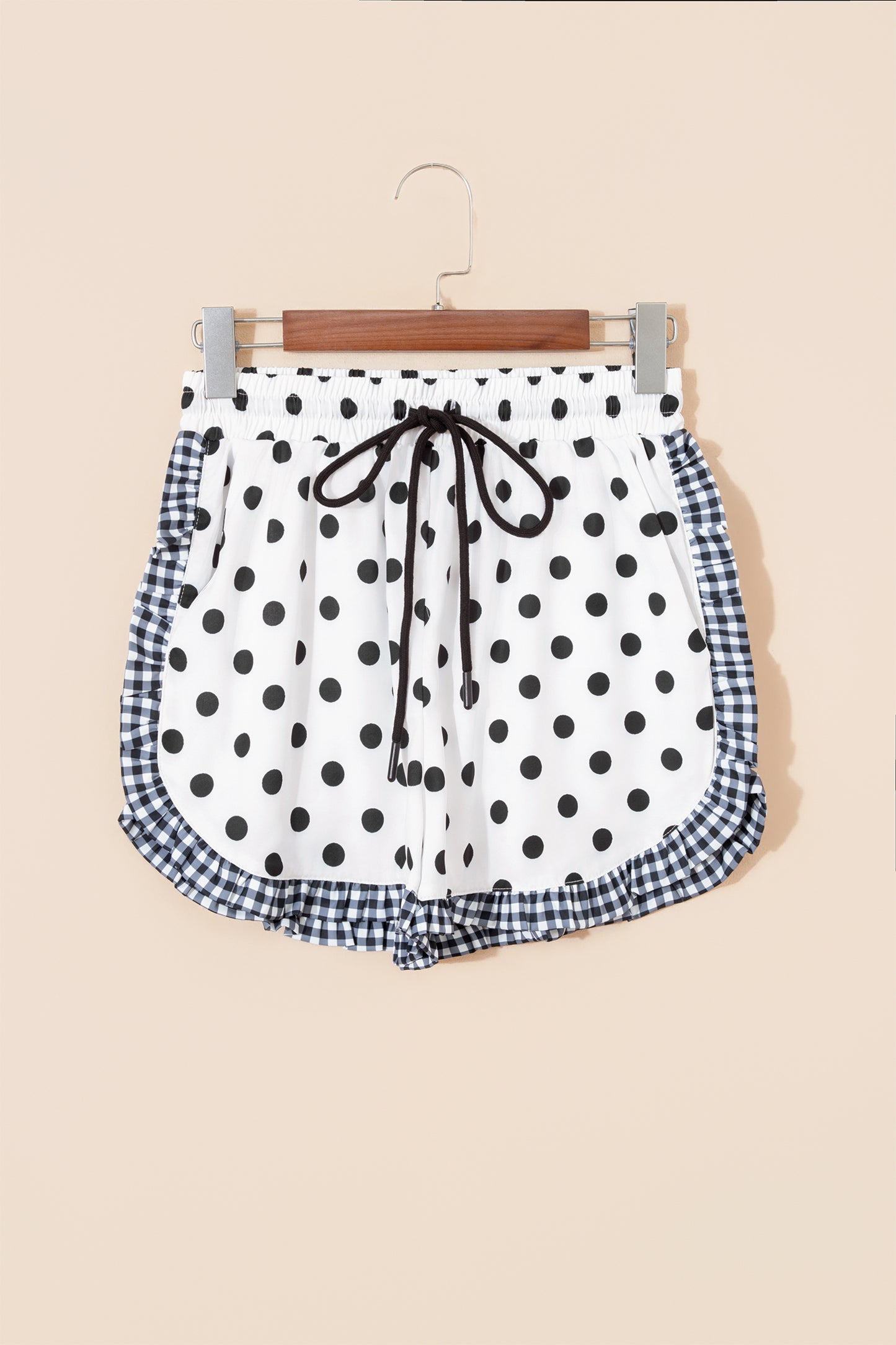 Khaki Leopard Print Contrast Ruffle Trim Shorts