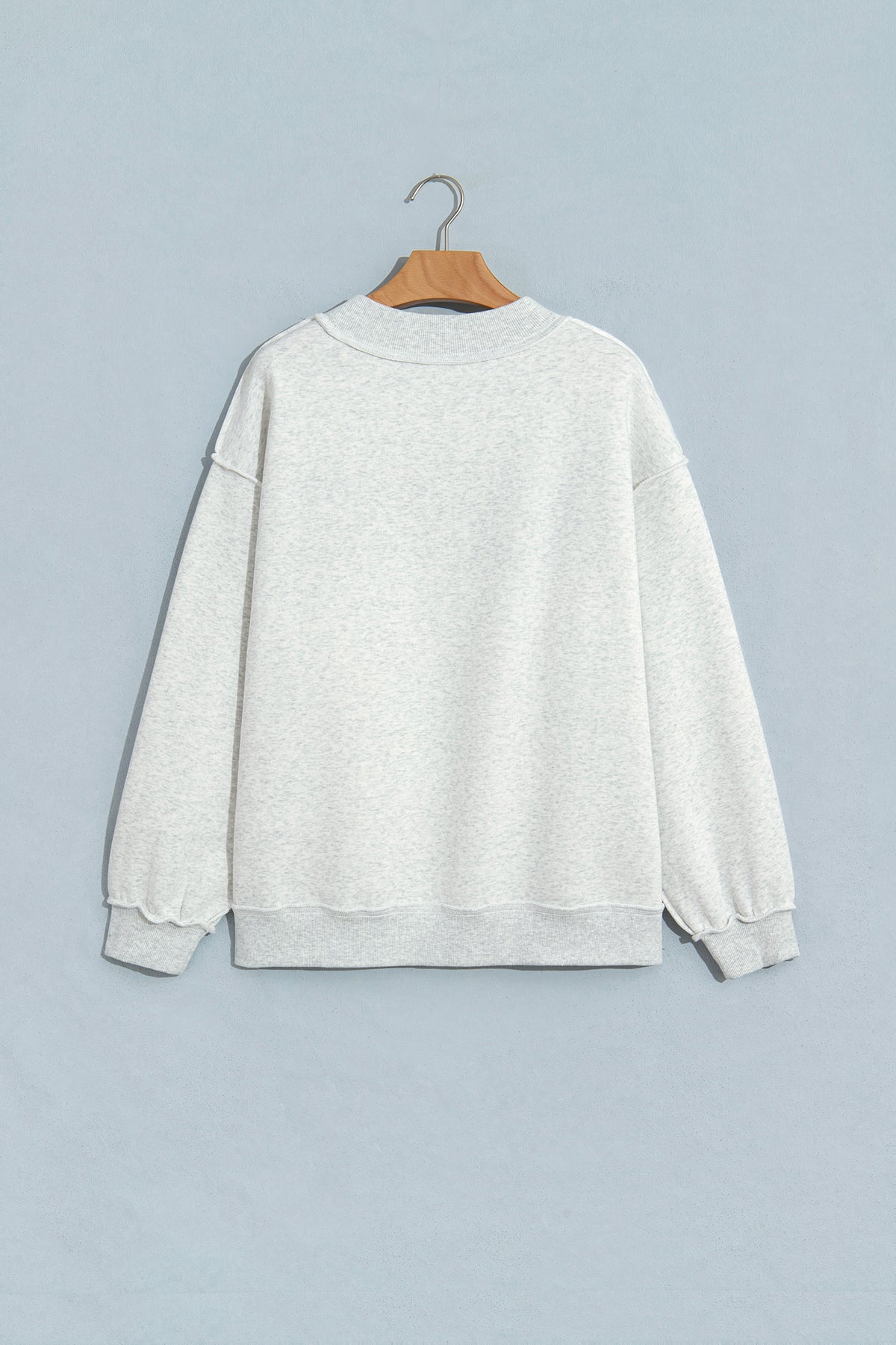 Light Grey Reversible Christian Faith Print Mock Neck Pullover Sweatshirt