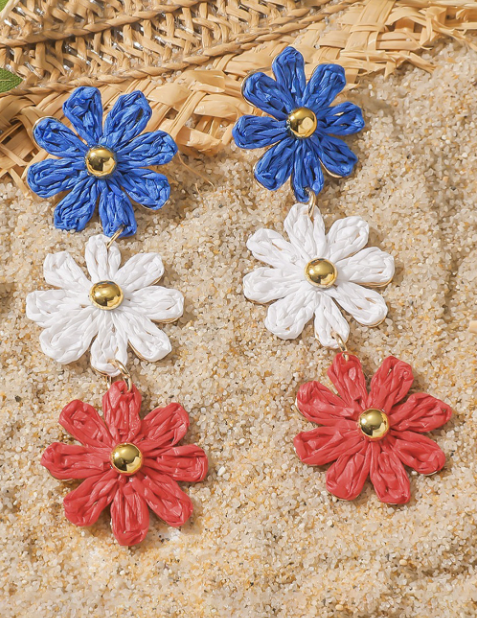 Parchment Crochet Flowers Stud Dangle Earrings