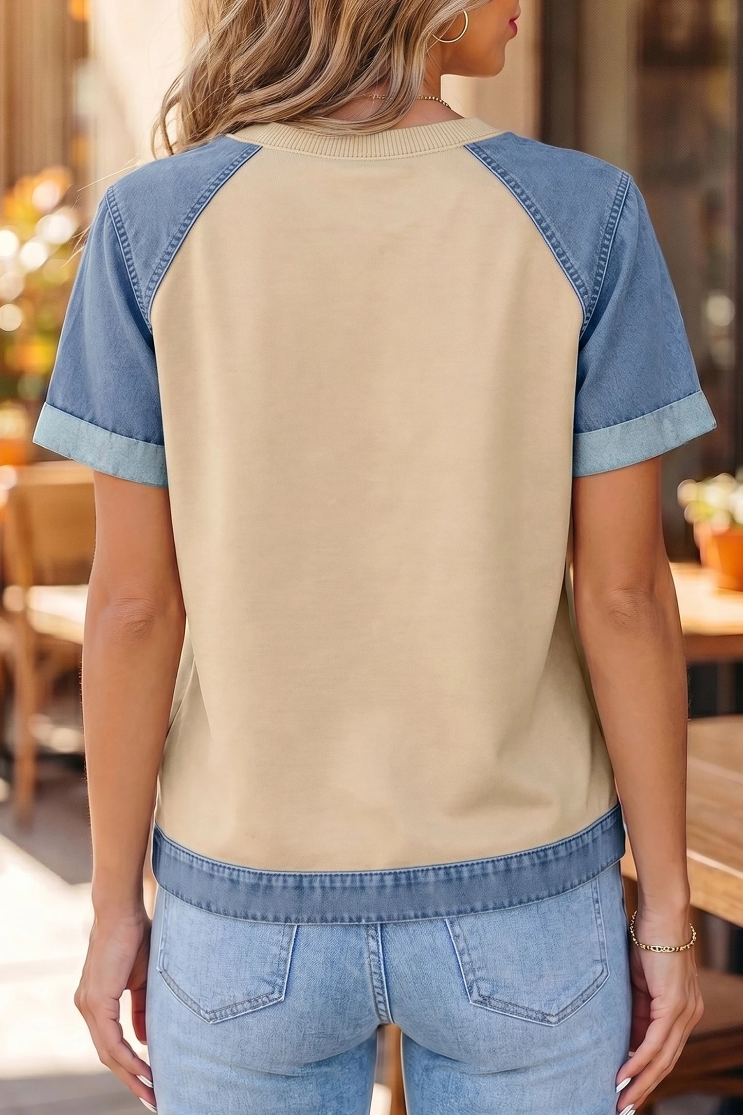 Women White Contrast Trim Short Sleeve Casual T Shirt