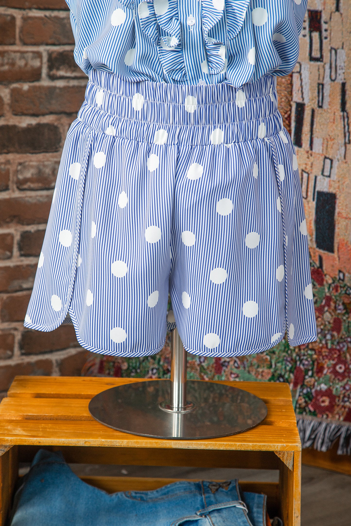 Polka Dot Polyester Shorts Casual Summer Beachwear