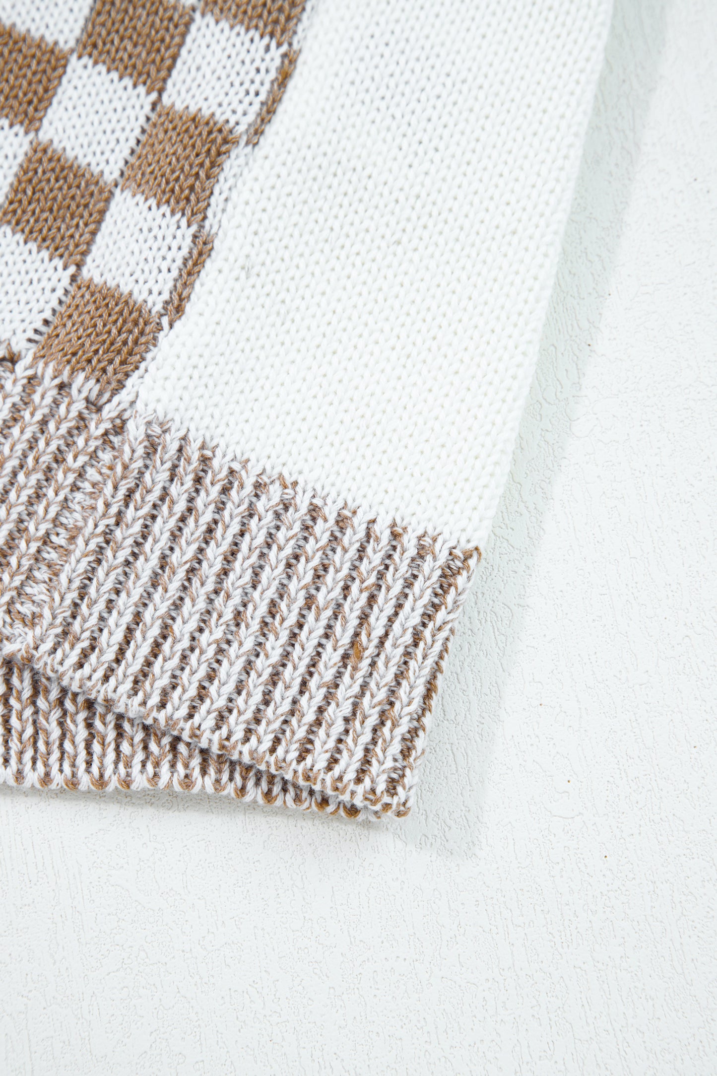 Orange Checkered Bubble Sleeve Drop Shoulder Open Cardigan