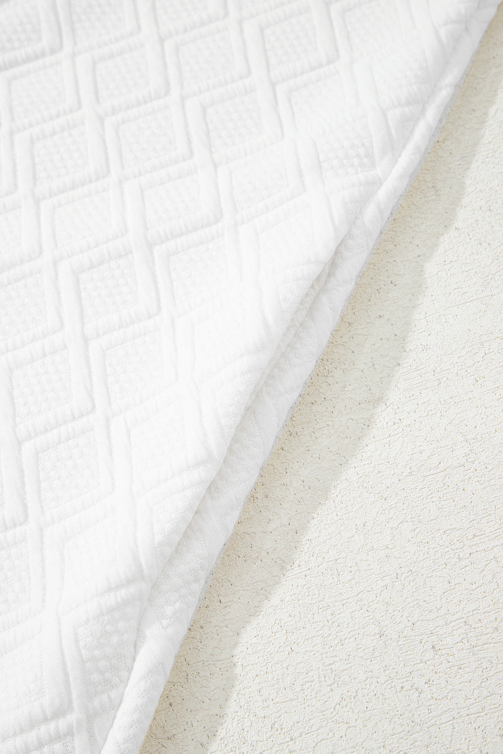 White Textured Jacquard Colorblock Edge Puff Sleeve Quarter Zip Mini Dress