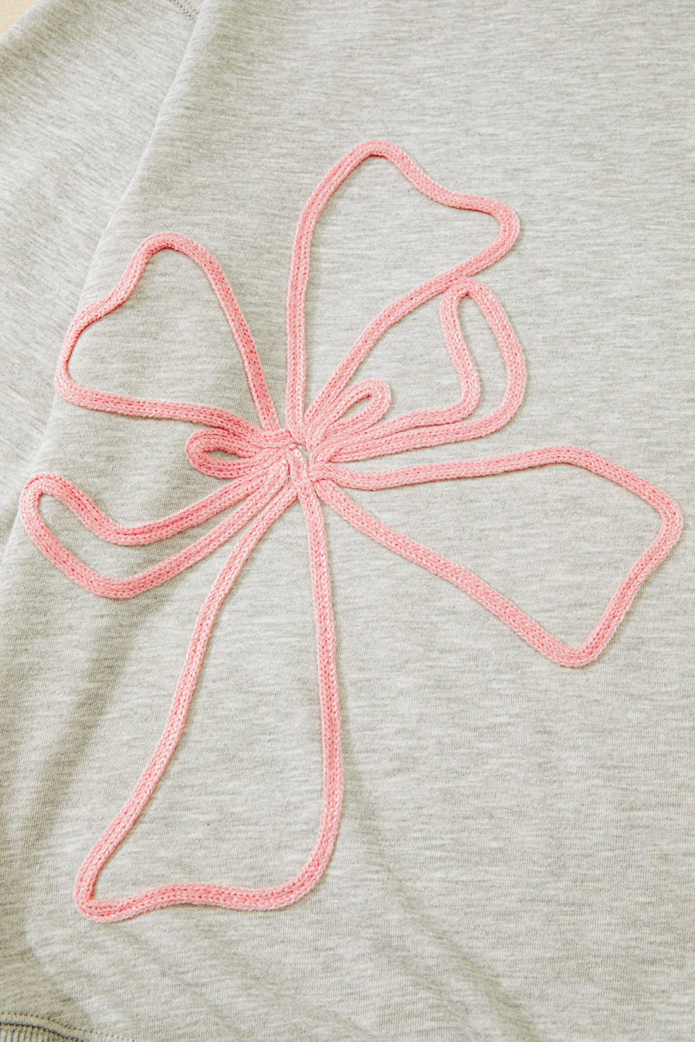 Light Grey Plus Size Thread Embroidered Drop Shoulder Round Neck Sweatshirt