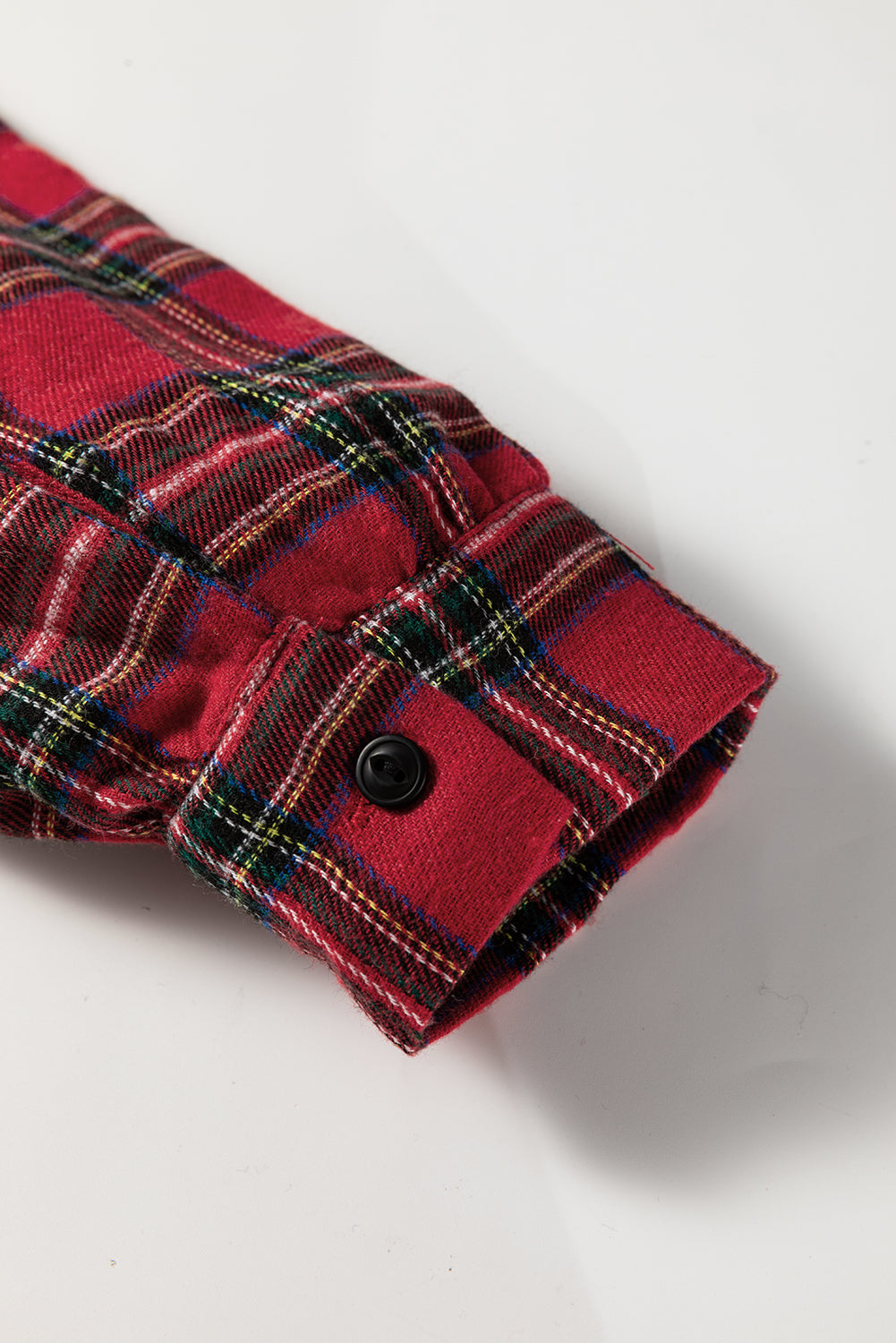 Red Plaid Shirt Collar Half Button Ruffle Hem Long Sleeve Mini Dress