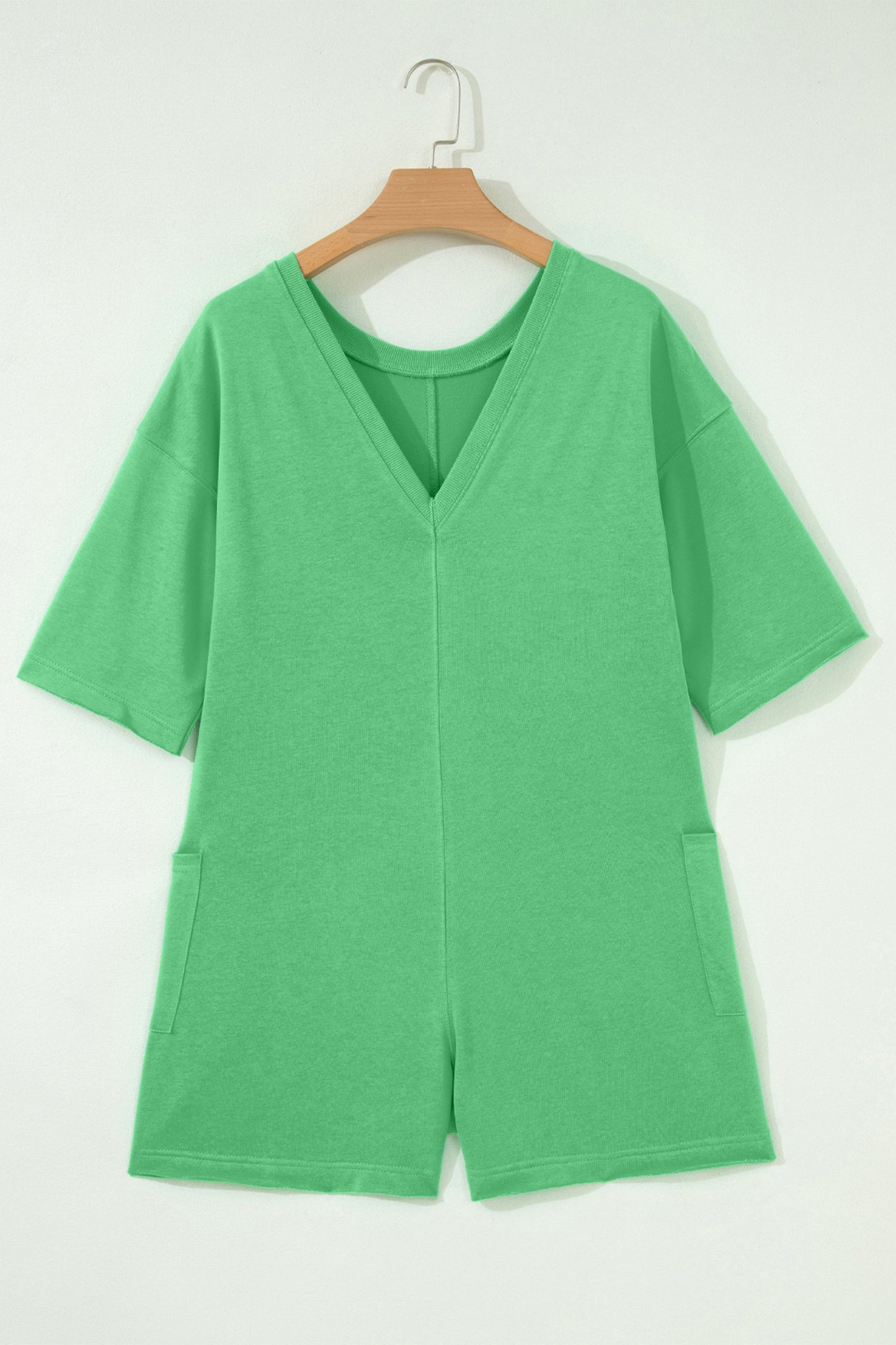 Solid Cotton Romper Shift Half Sleeve Casual Daily