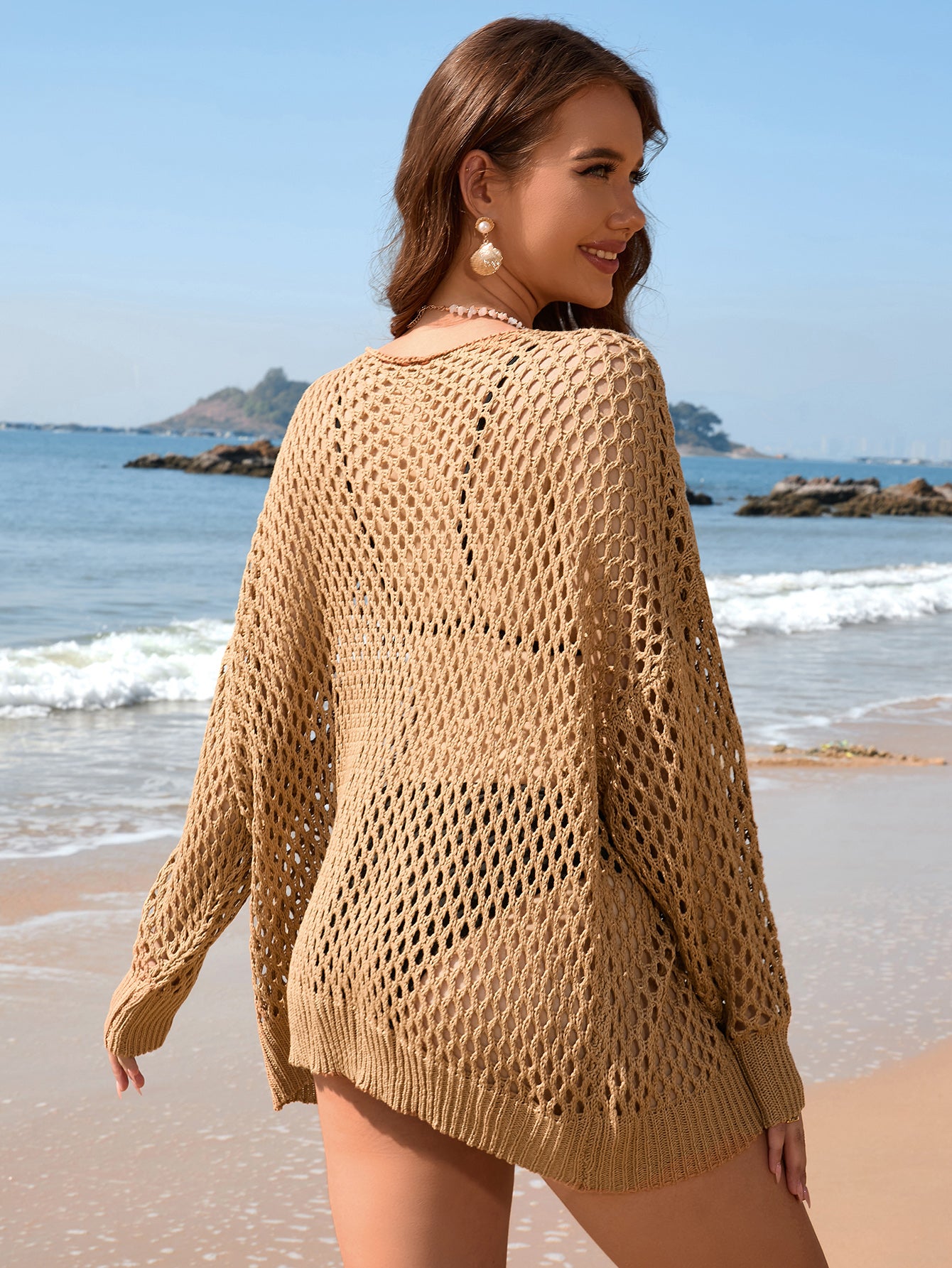 Beach Bathing Suit Long Sleeve Knit Sweater Bikini
