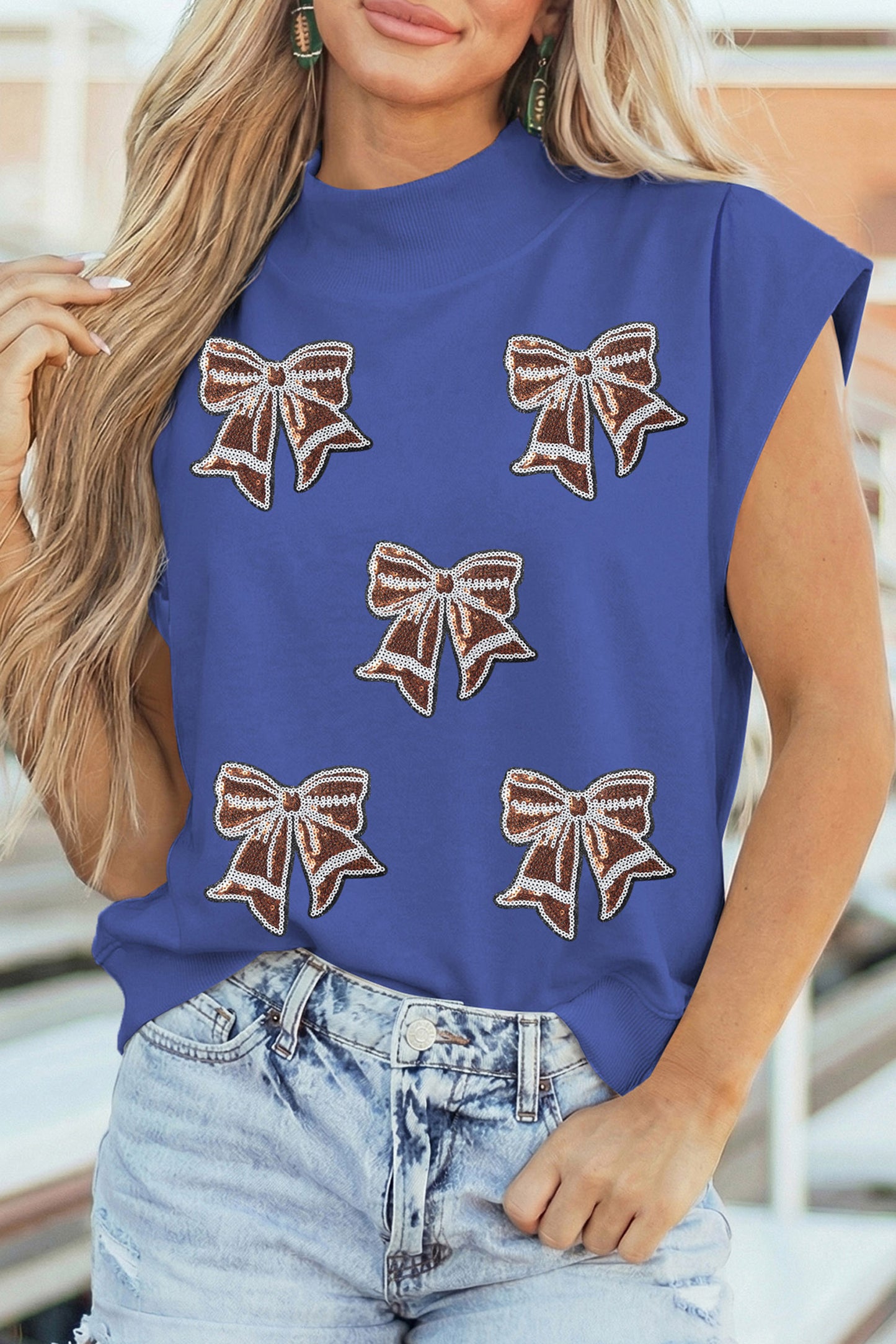 Bow Cotton Graphic Tee Trendy Game Day Fan Top