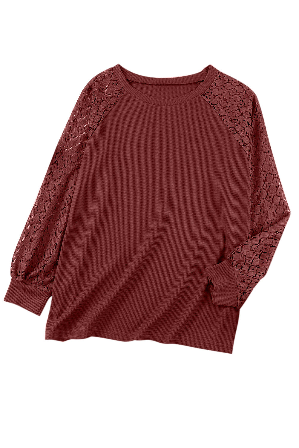 Black Lace Long Sleeve Textured Pullover