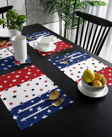 Dark Blue American Flag Star Print Reusable Placemat