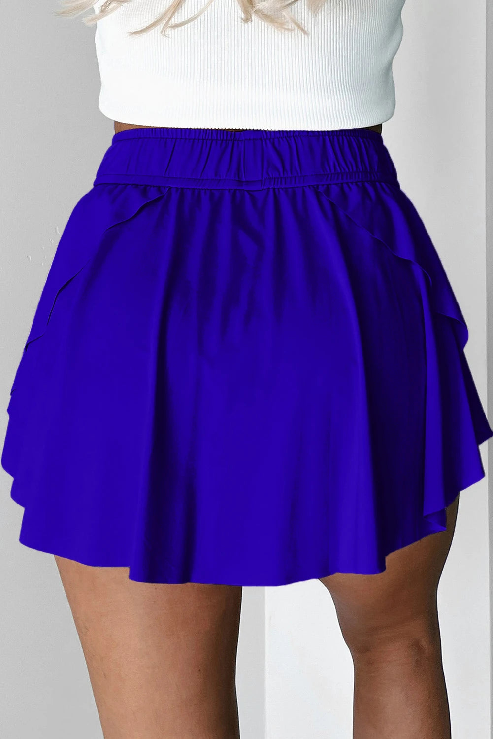 Bonbon Drawstring High Waist Lined Tennis Skorts