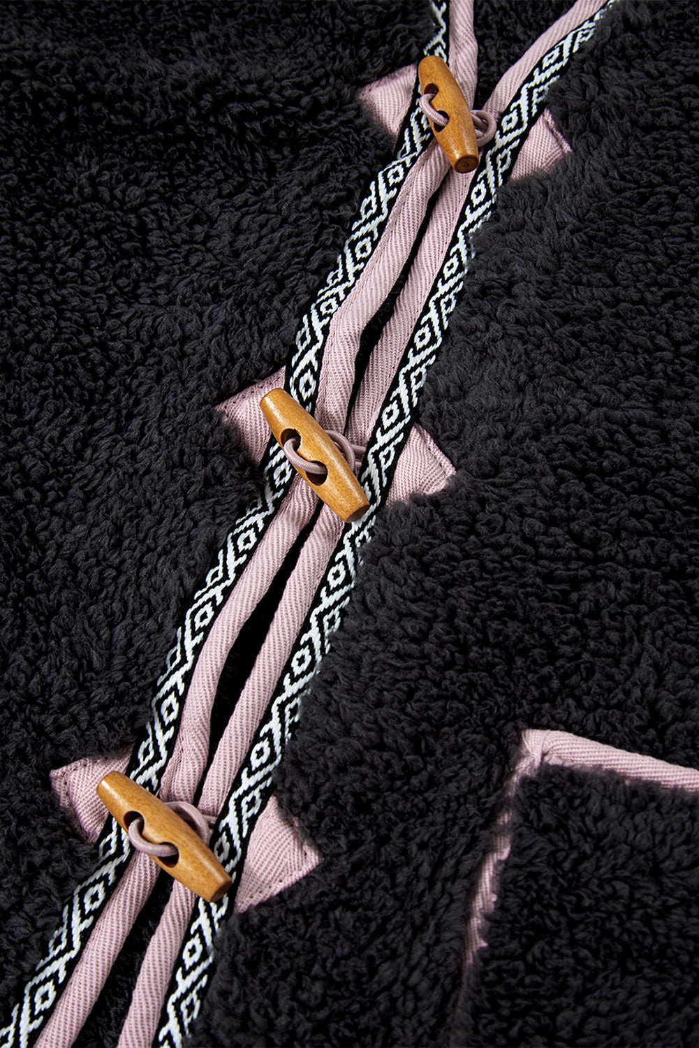 White Sherpa Contrast Trim Patch Pocket Cartridge Toggle Button Vest