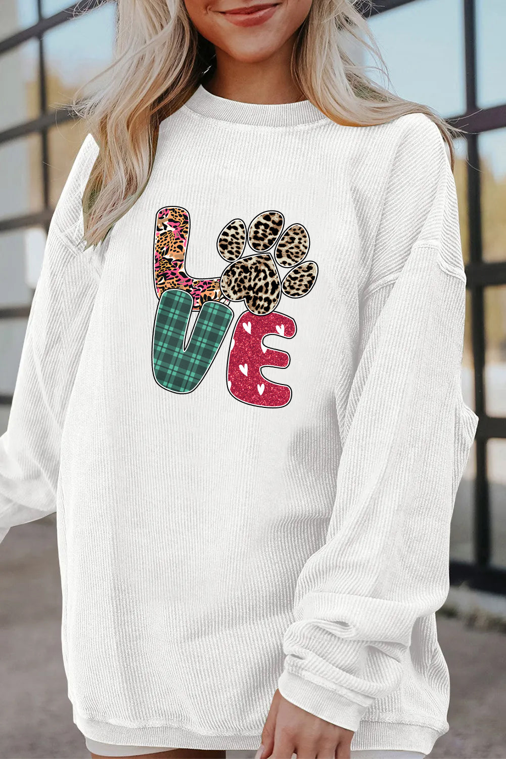 Valentine’s Day Paw Print LOVE Dog Lover Graphic Sweatshirt