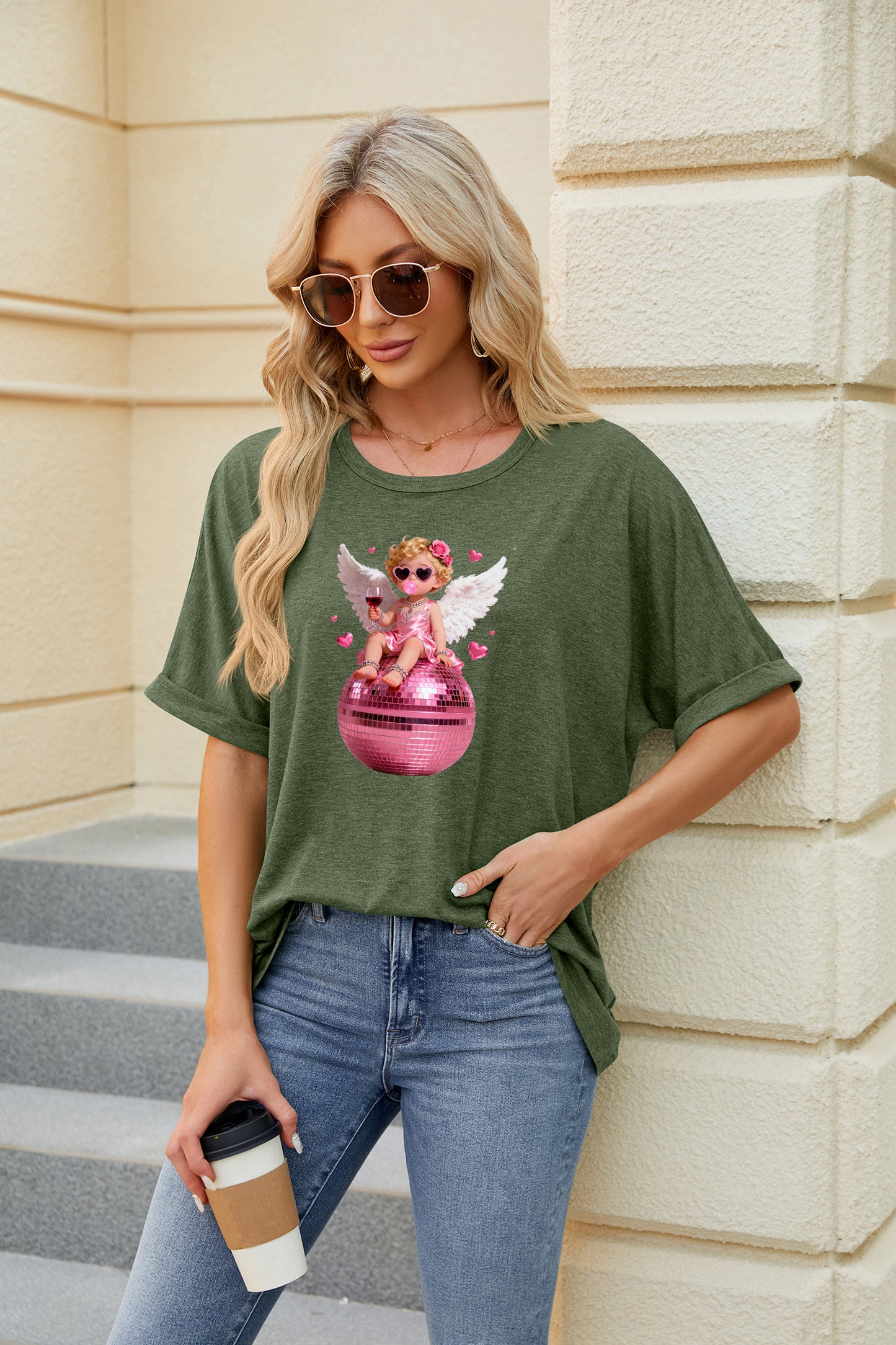 Valentine's Day Cupid Disco Ball Graphic Tee