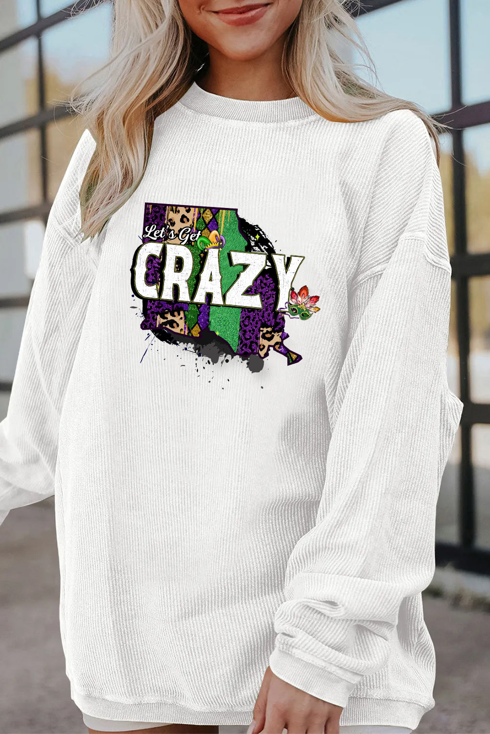 Mardi Gras Carnival Crazy Graphic Long Sleeve Tee