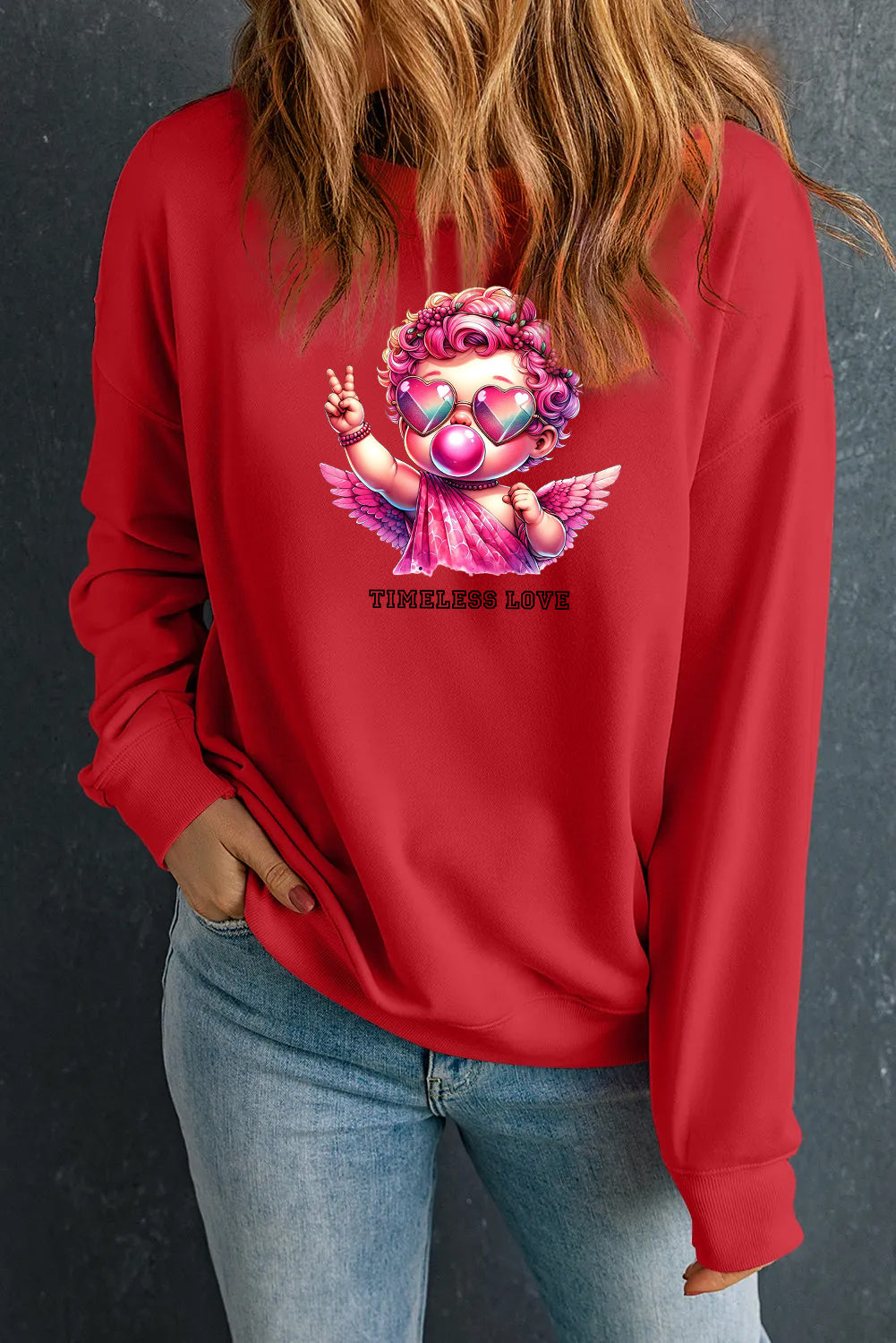 Valentine’s Day Timeless Love Angel Graphic Cozy Sweatshirt