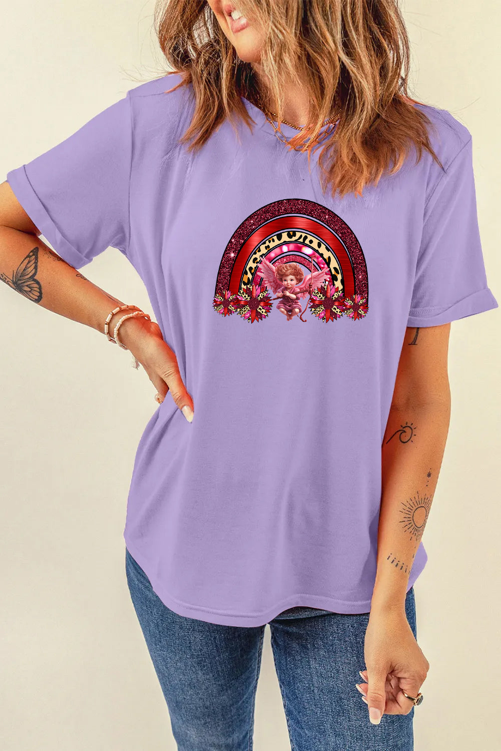 Valentine’s Day Cupid Rainbow Graphic T Shirt