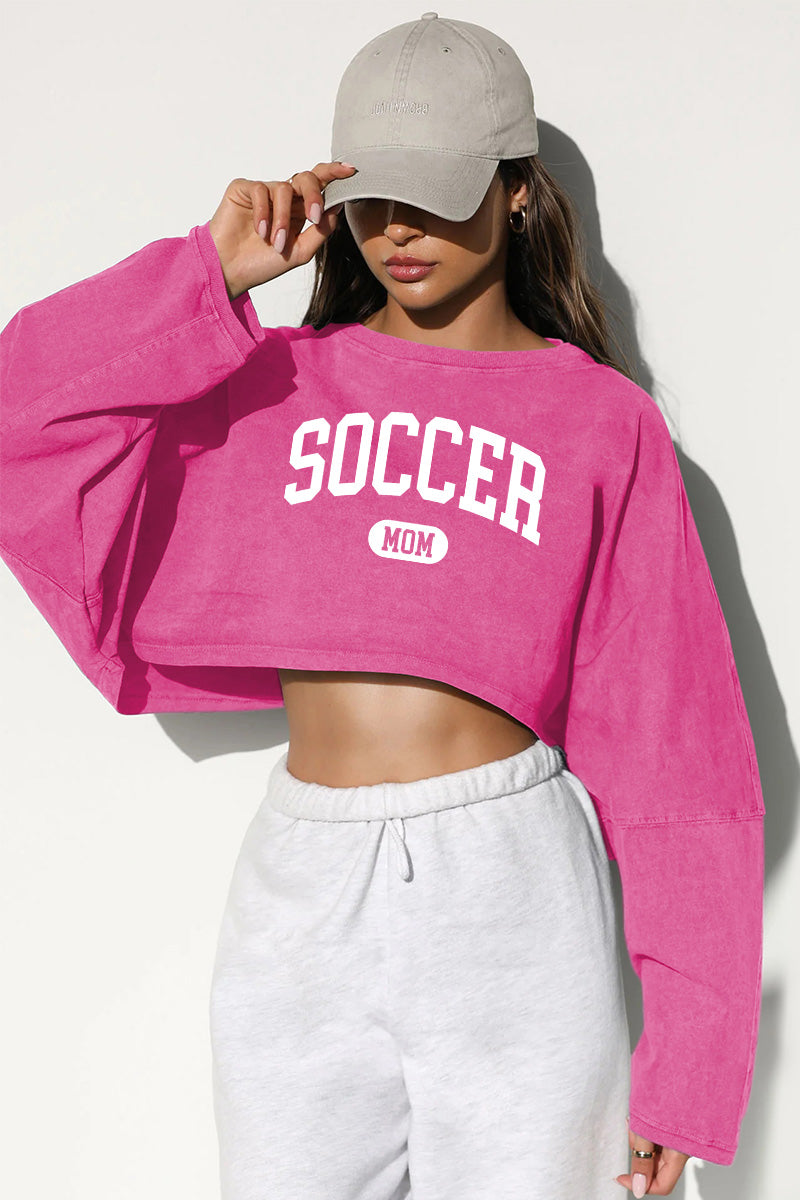 Soccer Mom Cropped Sweatshirt Women Pink Game Day Crop Top