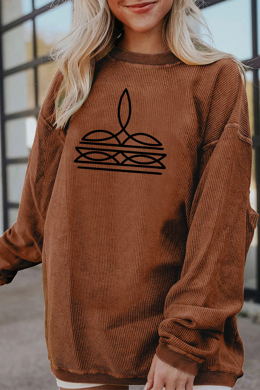 Western Minimal Line Art Casual Sweatshirt