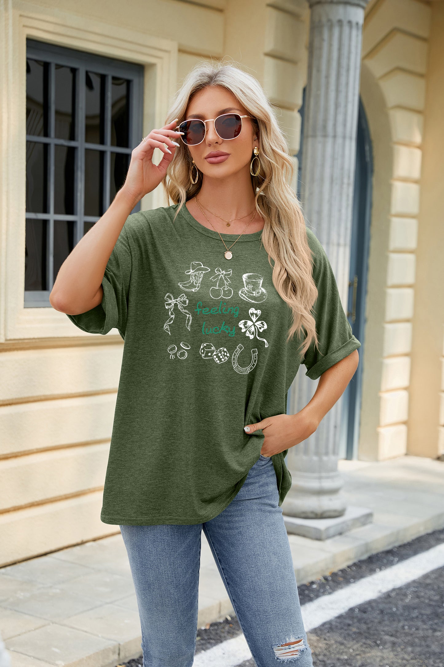 Saint Patrick’s Day Feeling Lucky Shamrock Graphic Tee