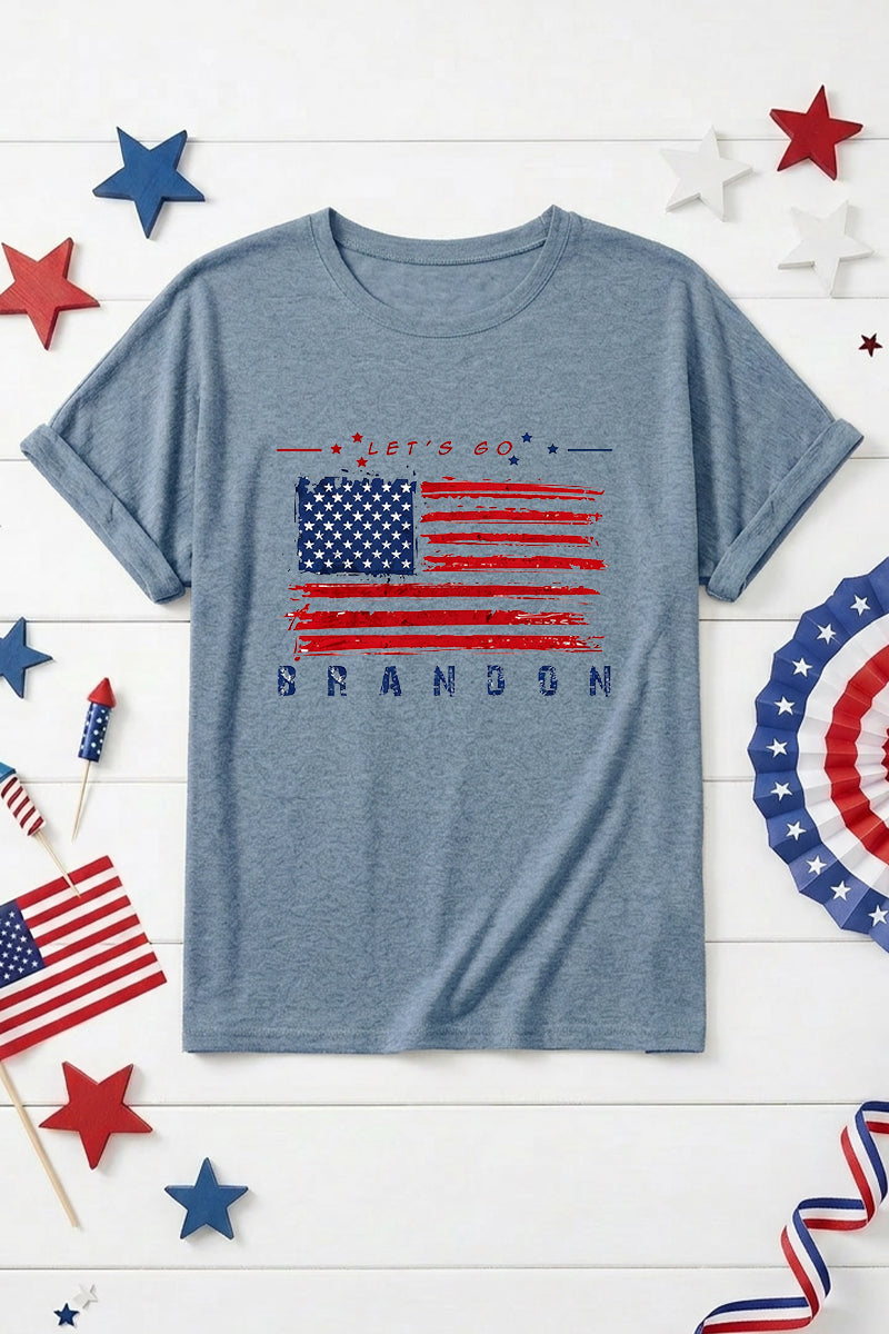 Patriotic Graphic Tee Oversized USA Flag Casual Top