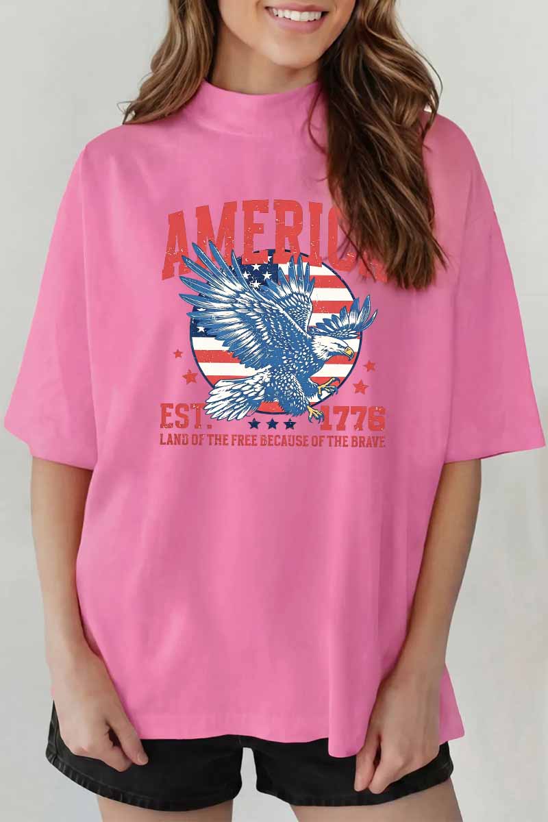 America Eagle Graphic Tee Oversized Vintage Patriotic