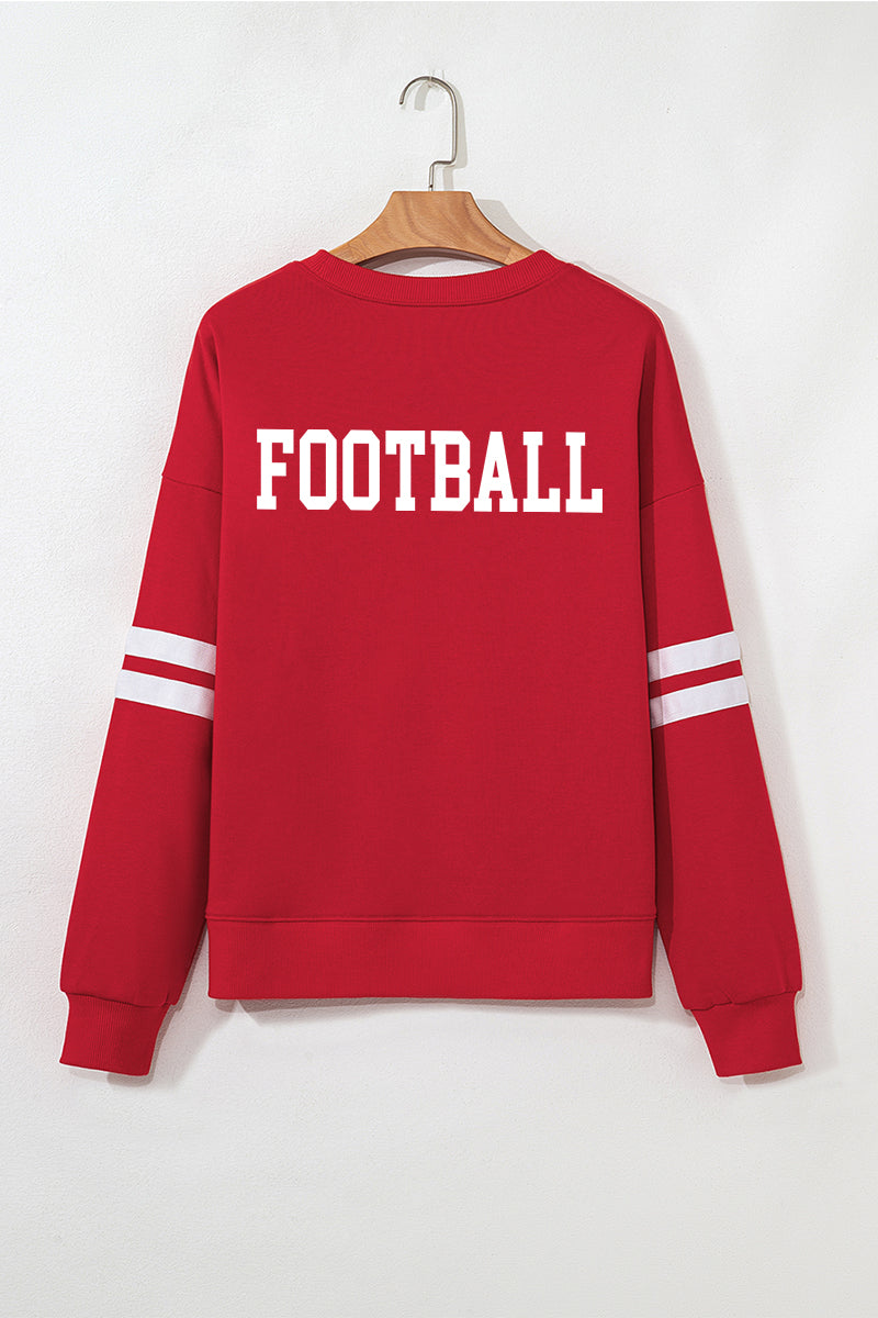 Graphic Cotton Sweatshirt GameDay Oversized Drop-Shoulder Striped
