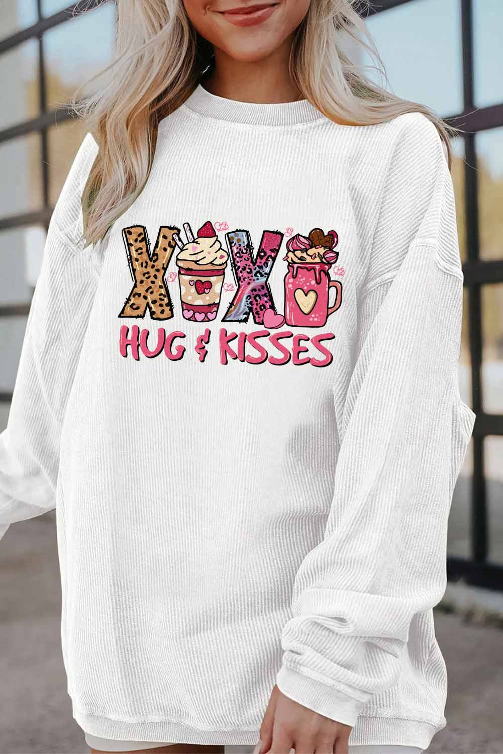 Valentine’s Day XOXO Hug Kisses Graphic Sweatshirt