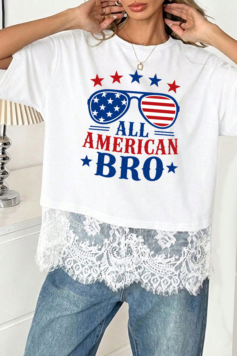 Patriotic Polyester Tee All American Bro 4th July Top