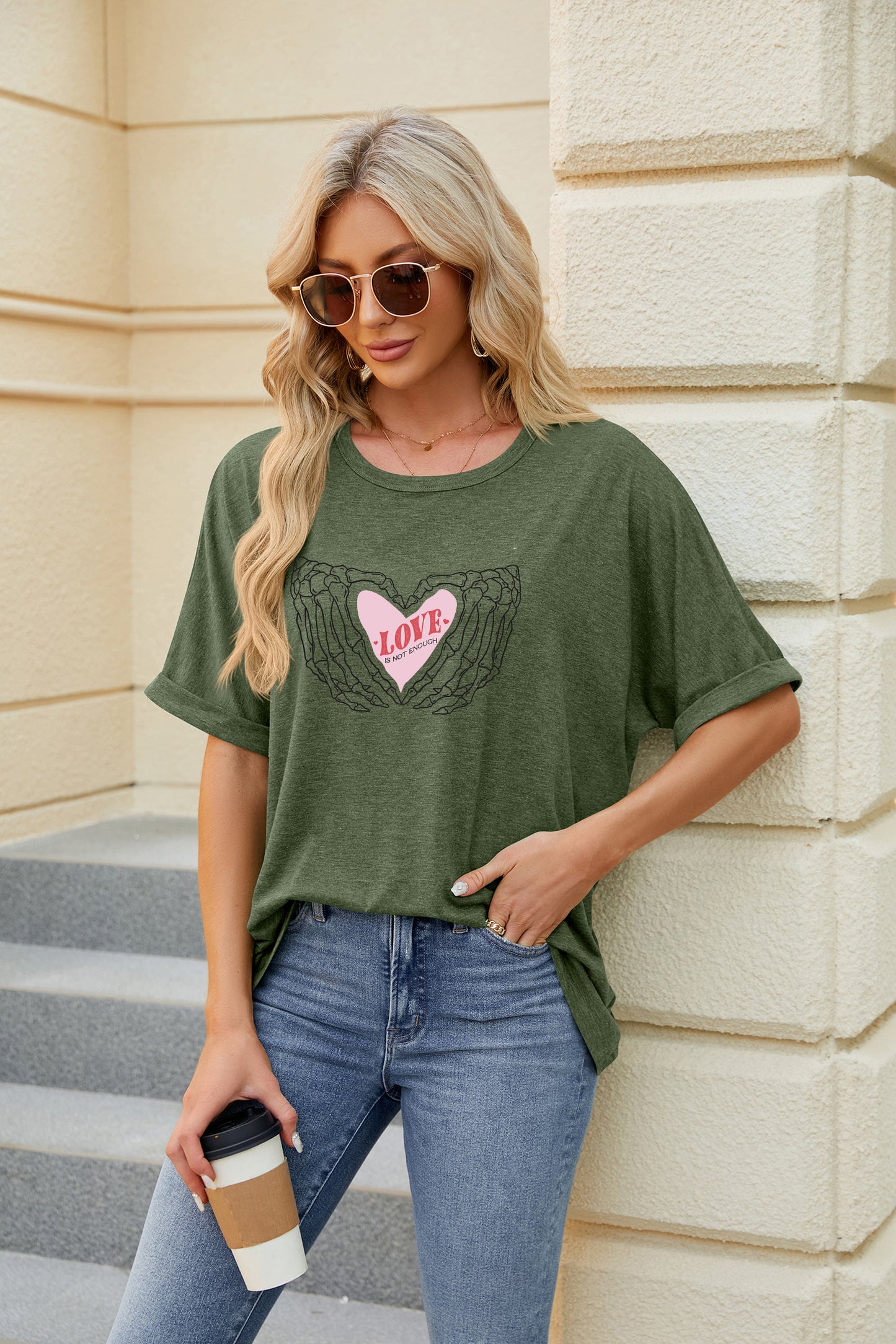 Valentine's Day Love Heart Hands Graphic Casual Tee