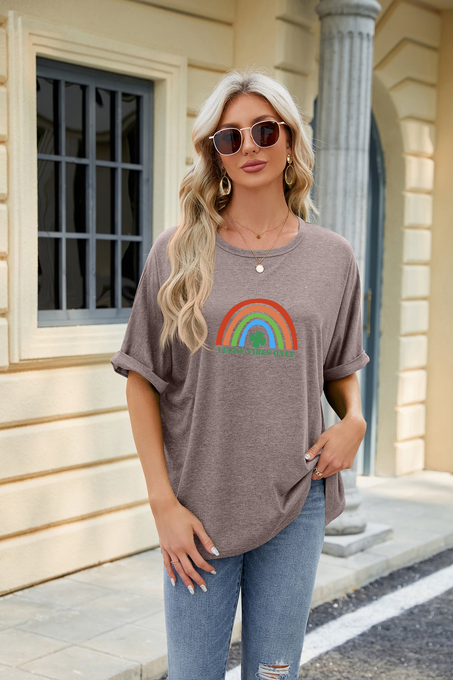 St Patrick’s Day Lucky Clover Rainbow Graphic Tee