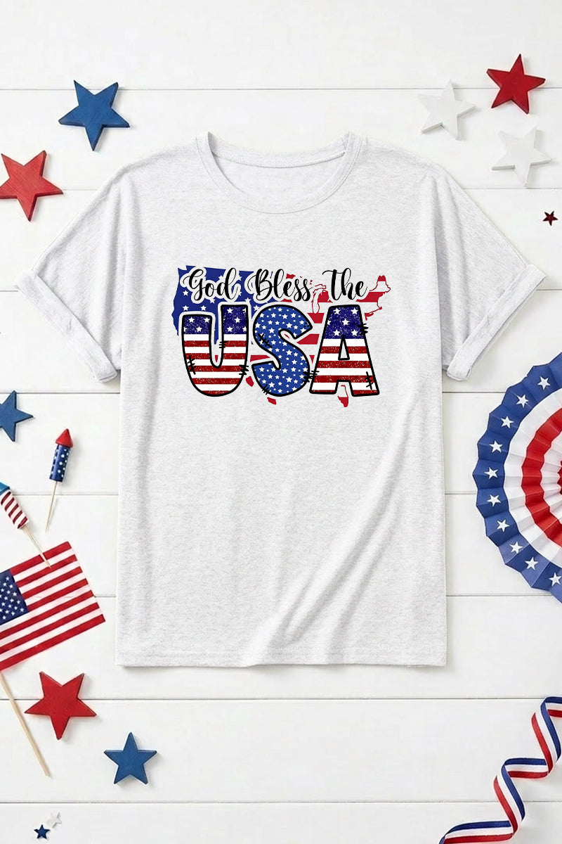 Independence Day USA Flag Graphic Casual Tee