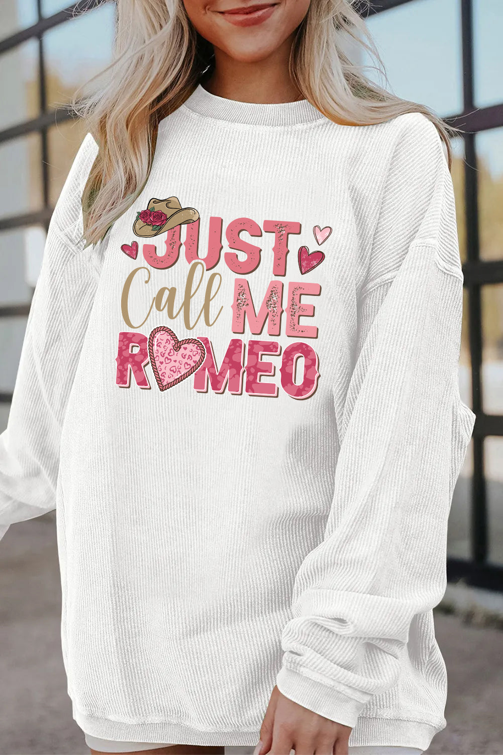 Valentine’s Day Just Call Me Romeo Graphic Sweatshirt