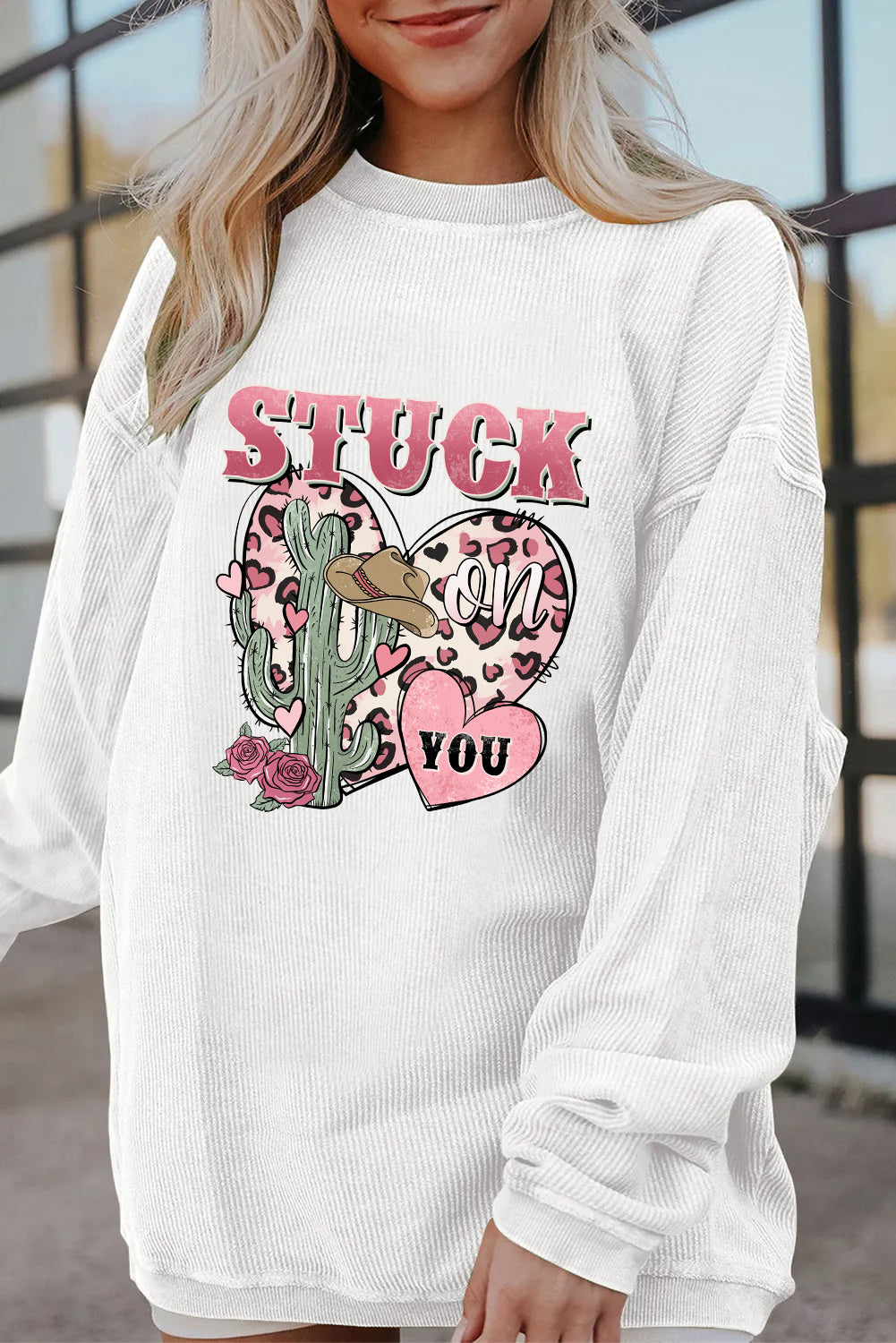 Valentine’s Day Stuck On You Cactus Heart Graphic Top