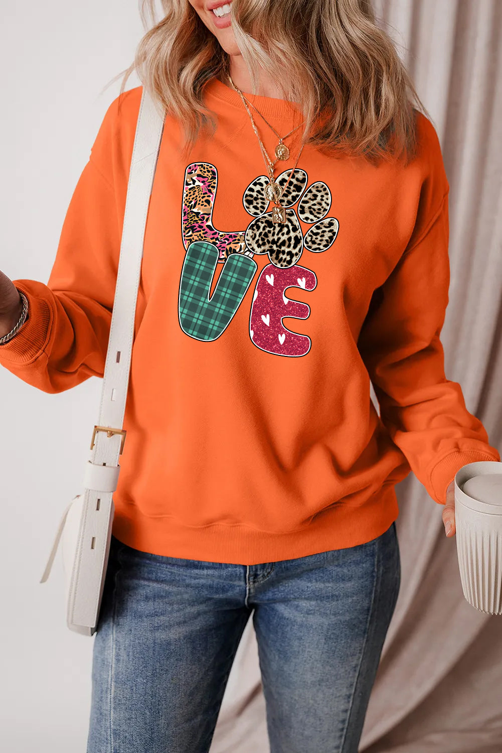 Valentine’s Day Leopard Paw LOVE Graphic Sweatshirt