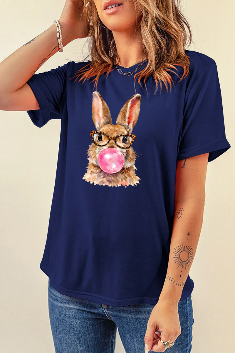 Cute Easter Bunny Graphic Tee Women Spring Casual Shirt