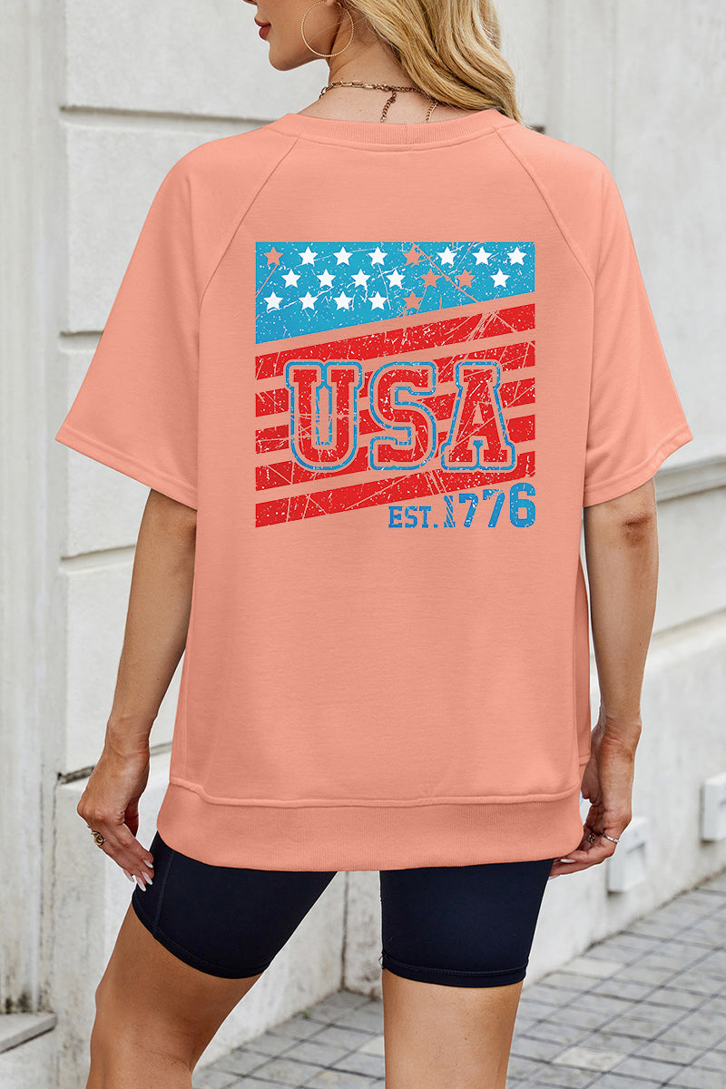 Oversized USA Back Print Fourth of July Tee