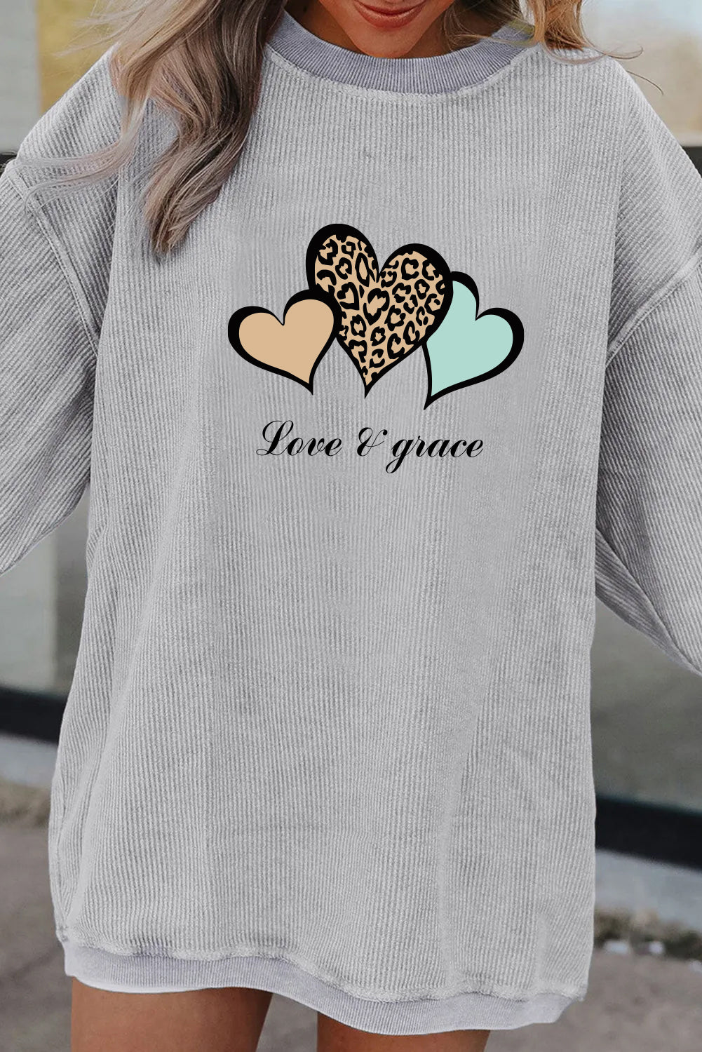 Valentine's Day Colorful Leopard Heart Pink Oversized Sweatshirt