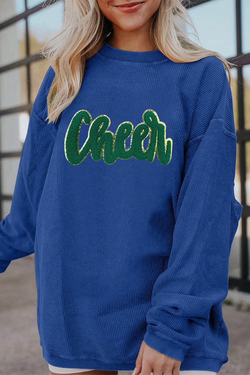 Saint Patrick’s Day Green Sequin Cheer Graphic Sweatshirt