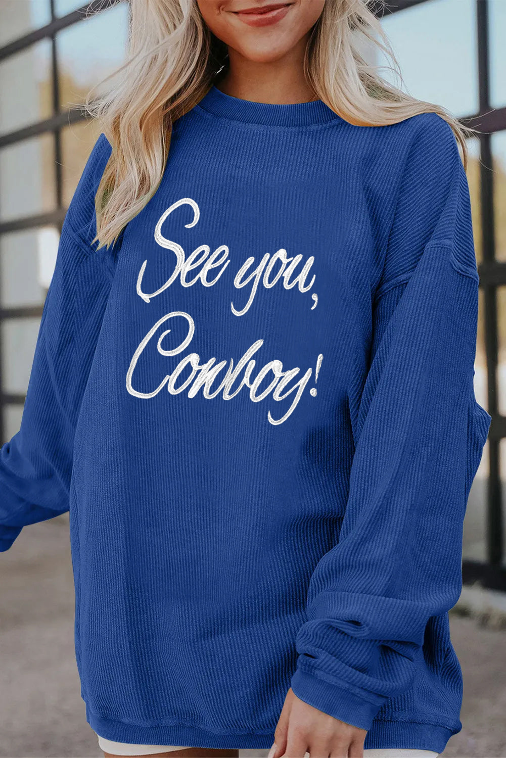 Western Cowboy Quote Letter Graphic Oversized Sweatshirt