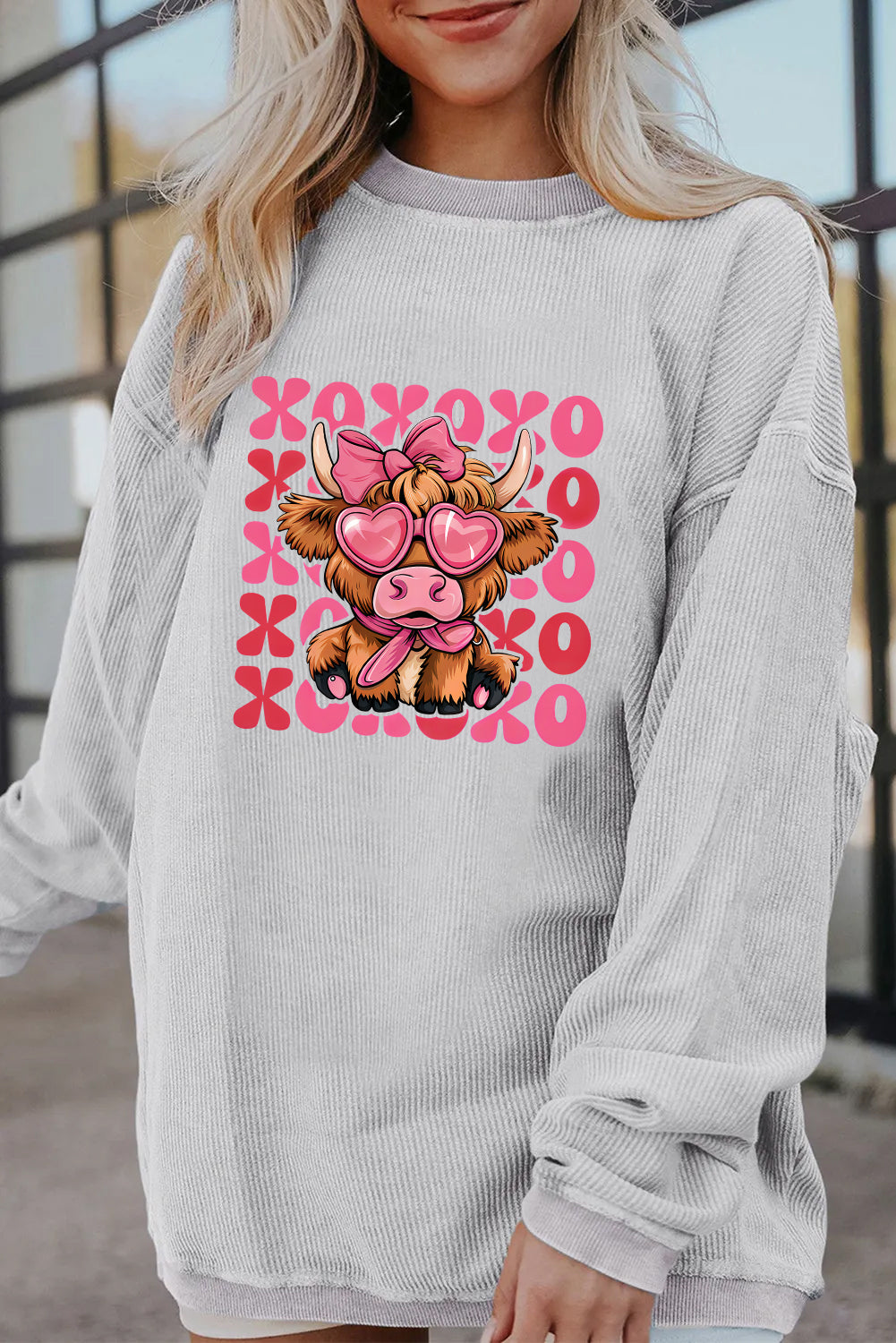 Valentine’s Day XOXO Cow Graphic Sweatshirt